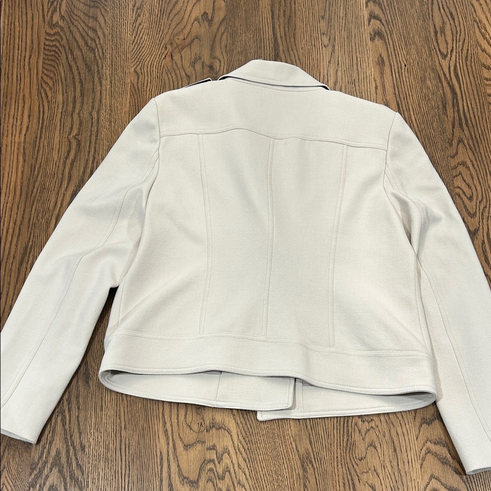 Ann Taylor Cream Leather Moto Jacket - Picture 6 of 8